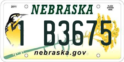 NE license plate 1B3675