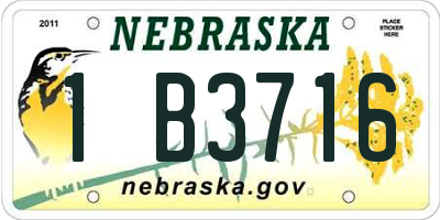 NE license plate 1B3716
