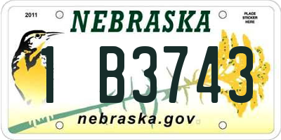 NE license plate 1B3743