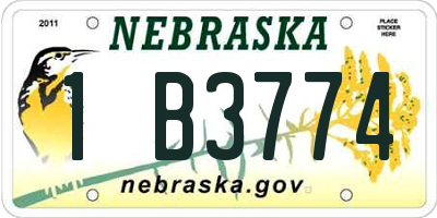 NE license plate 1B3774