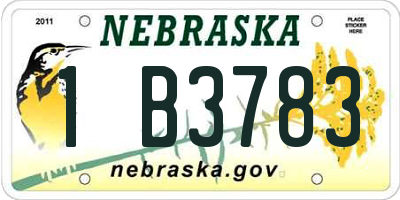 NE license plate 1B3783