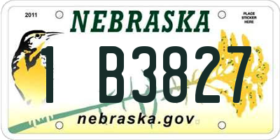 NE license plate 1B3827
