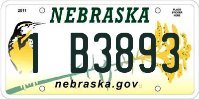 NE license plate 1B3893