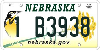 NE license plate 1B3938