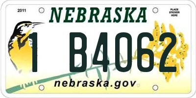 NE license plate 1B4062