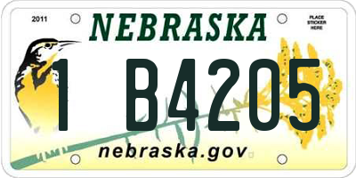 NE license plate 1B4205