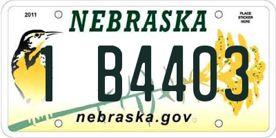 NE license plate 1B4403