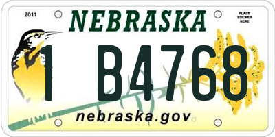 NE license plate 1B4768
