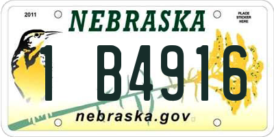 NE license plate 1B4916