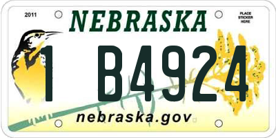NE license plate 1B4924