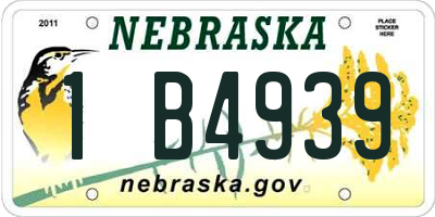 NE license plate 1B4939