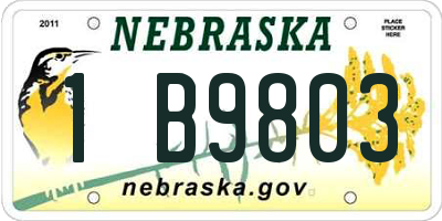 NE license plate 1B9803