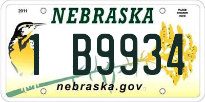 NE license plate 1B9934