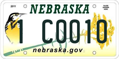 NE license plate 1C0010