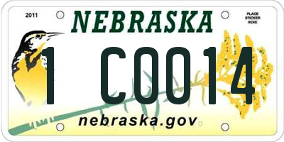 NE license plate 1C0014