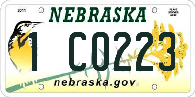 NE license plate 1C0223
