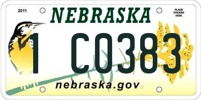NE license plate 1C0383