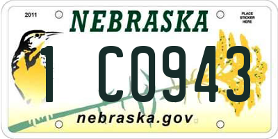 NE license plate 1C0943