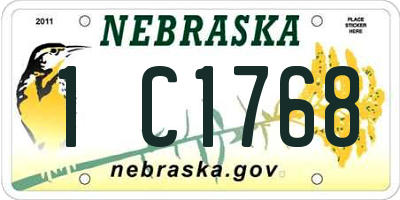 NE license plate 1C1768