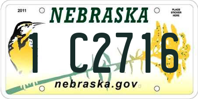 NE license plate 1C2716