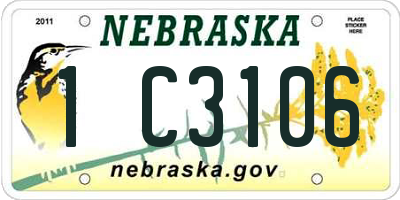NE license plate 1C3106