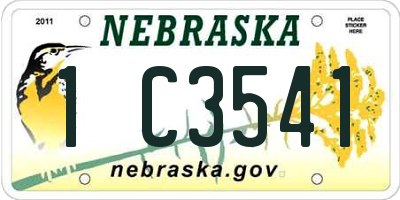 NE license plate 1C3541