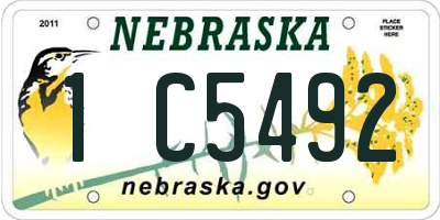 NE license plate 1C5492
