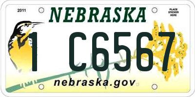 NE license plate 1C6567