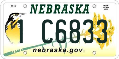 NE license plate 1C6833