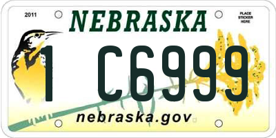 NE license plate 1C6999