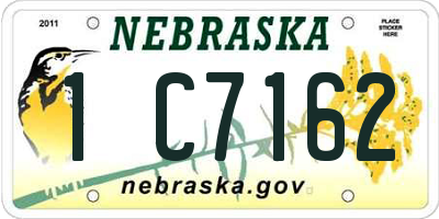 NE license plate 1C7162