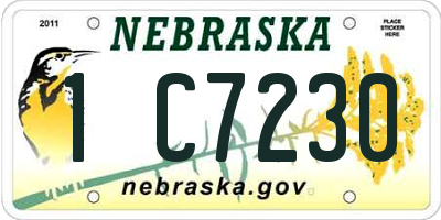 NE license plate 1C7230