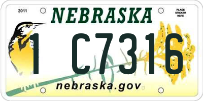 NE license plate 1C7316