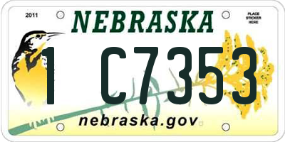 NE license plate 1C7353