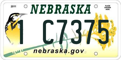 NE license plate 1C7375