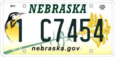 NE license plate 1C7454
