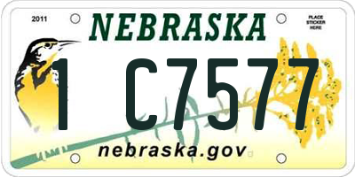NE license plate 1C7577