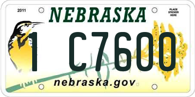 NE license plate 1C7600