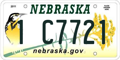 NE license plate 1C7721