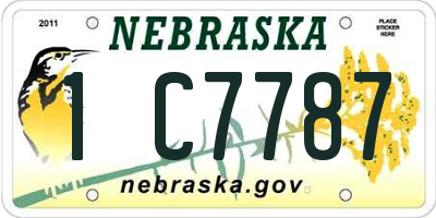 NE license plate 1C7787
