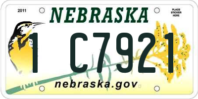NE license plate 1C7921