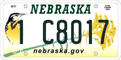 NE license plate 1C8017