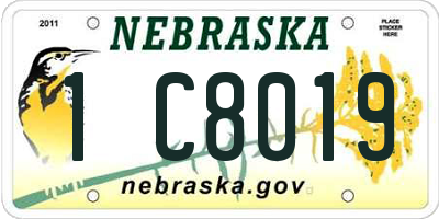 NE license plate 1C8019
