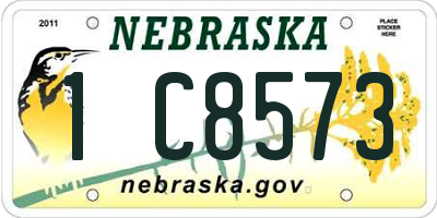 NE license plate 1C8573