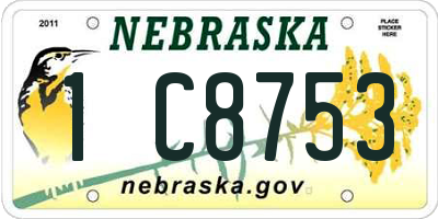 NE license plate 1C8753