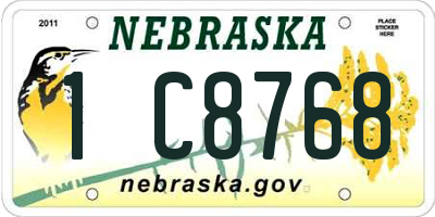 NE license plate 1C8768
