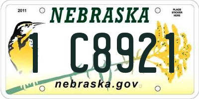 NE license plate 1C8921