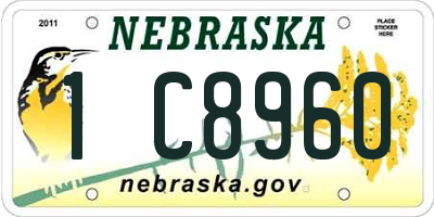 NE license plate 1C8960