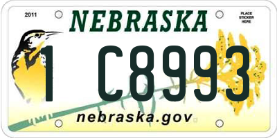 NE license plate 1C8993
