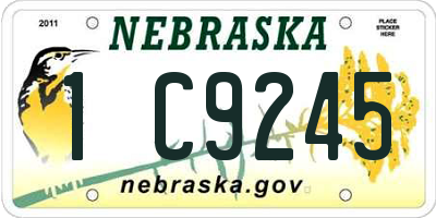 NE license plate 1C9245